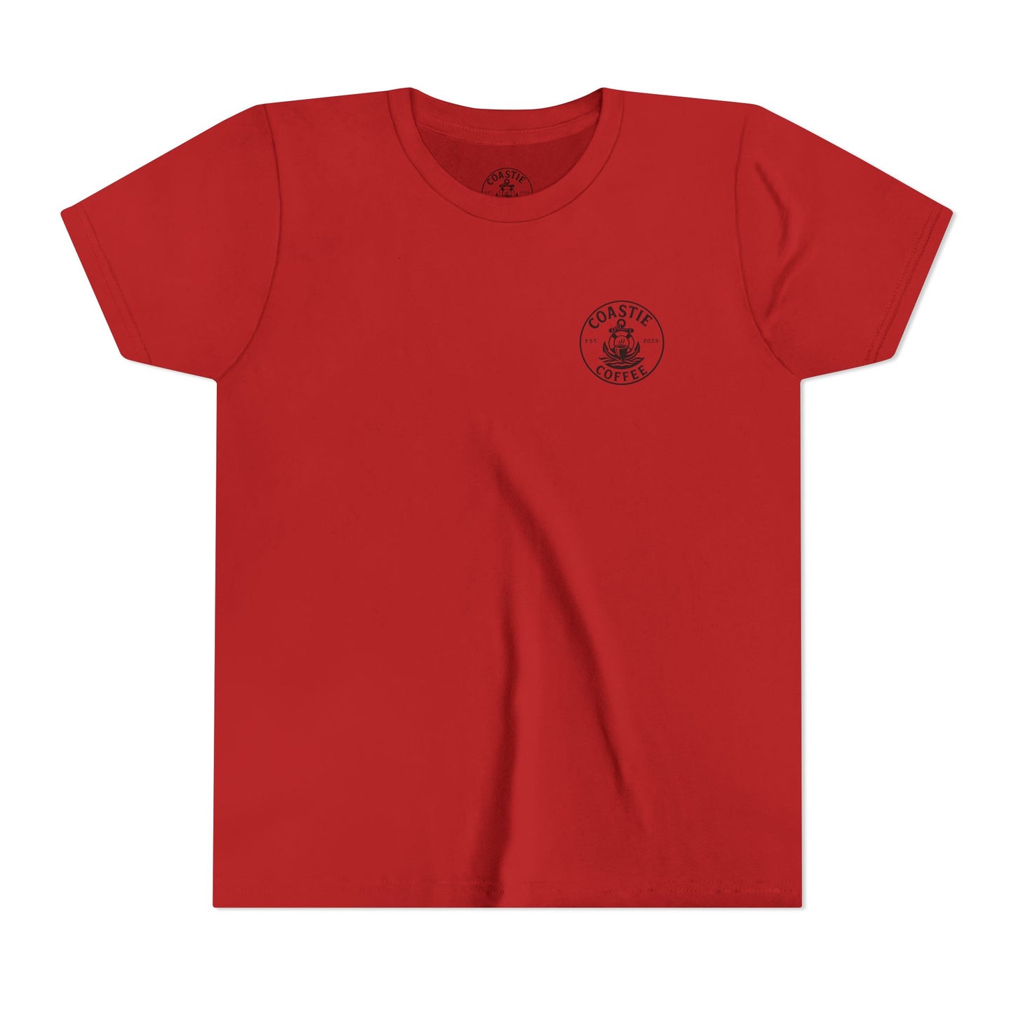 Coastie Coffee Youth Tee. "Brewed for the Mission, Ready for the Storm"