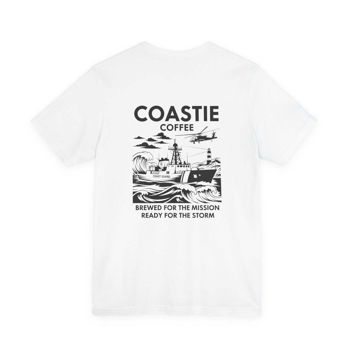 Coastie Coffee T‑Shirt — "Brewed for the Mission, Ready for the Storm"