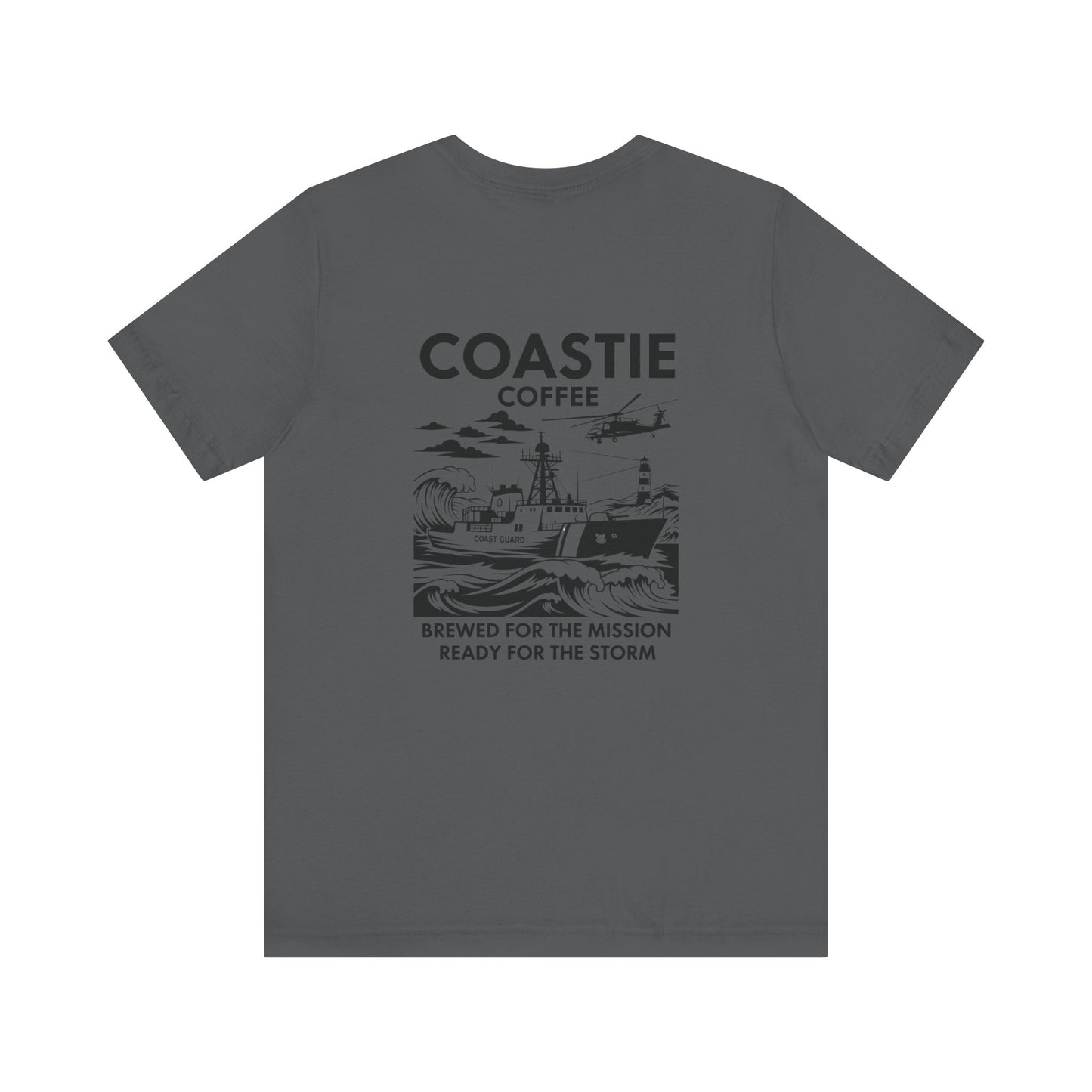 Coastie Coffee T‑Shirt — "Brewed for the Mission, Ready for the Storm"