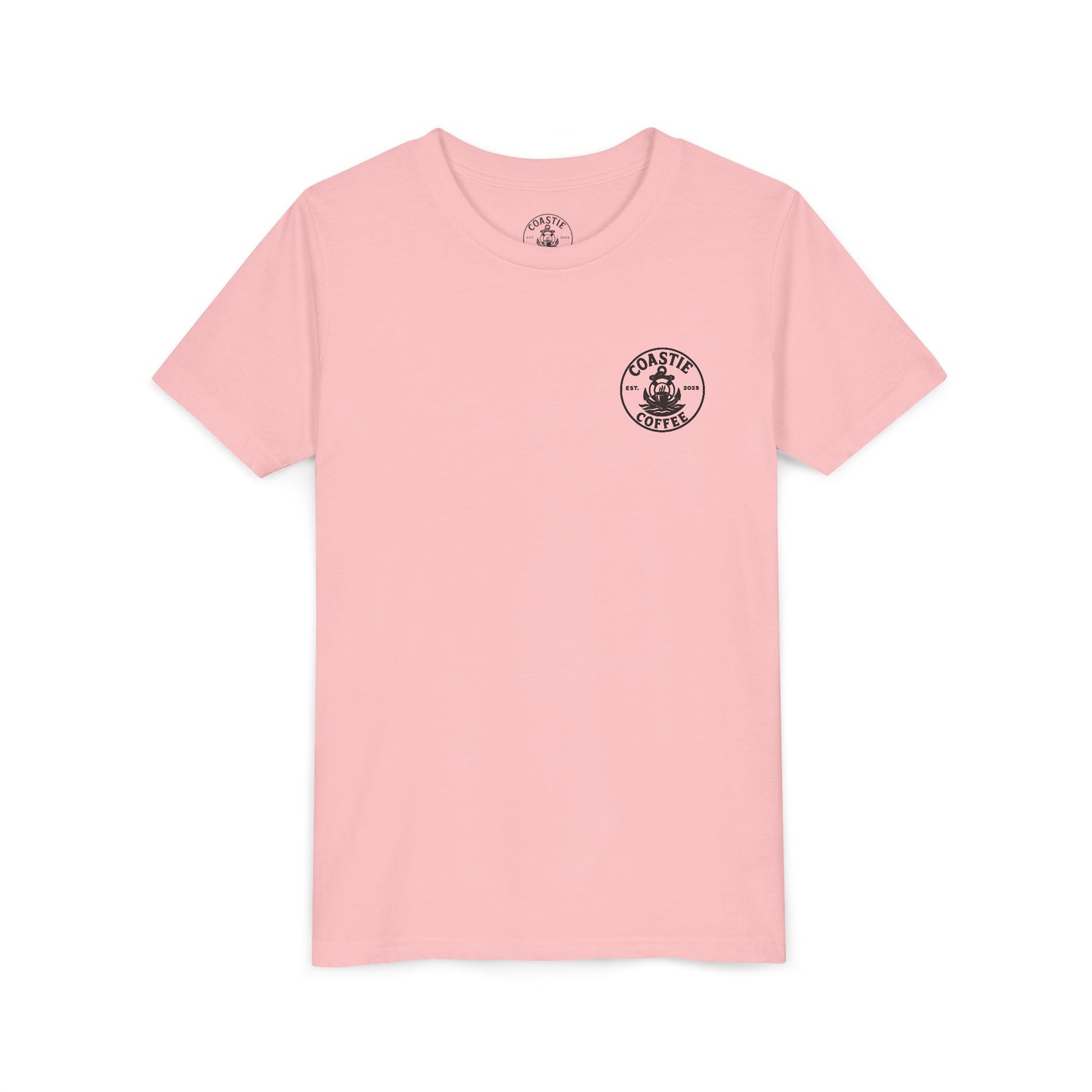 Coastie Coffee Youth Tee. "Brewed for the Mission, Ready for the Storm"
