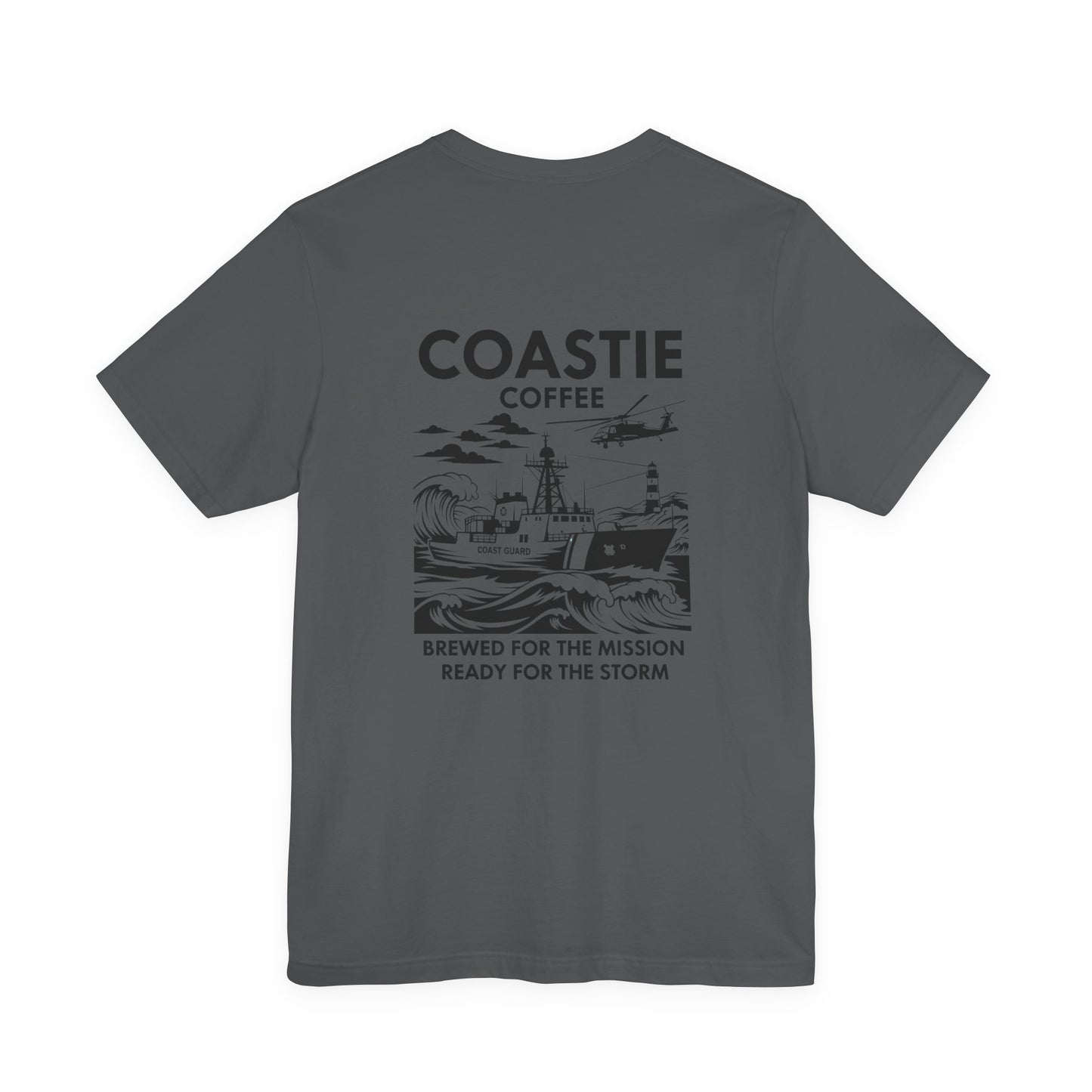 Coastie Coffee T‑Shirt — "Brewed for the Mission, Ready for the Storm"
