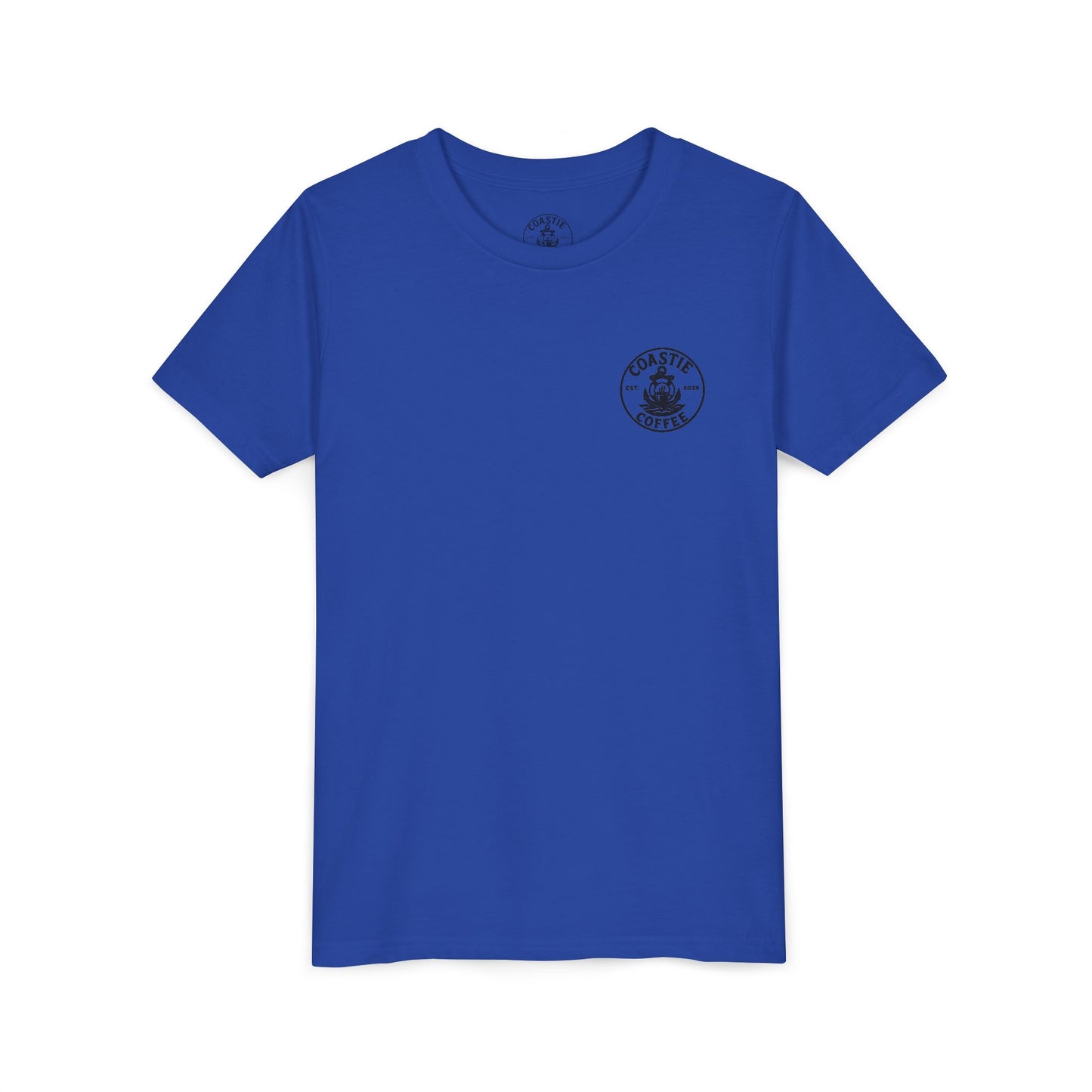 Coastie Coffee Youth Tee. "Brewed for the Mission, Ready for the Storm"