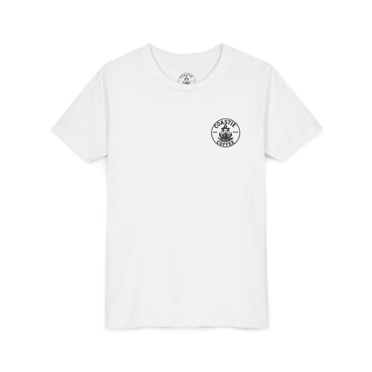 Coastie Coffee Youth Tee. "Brewed for the Mission, Ready for the Storm"