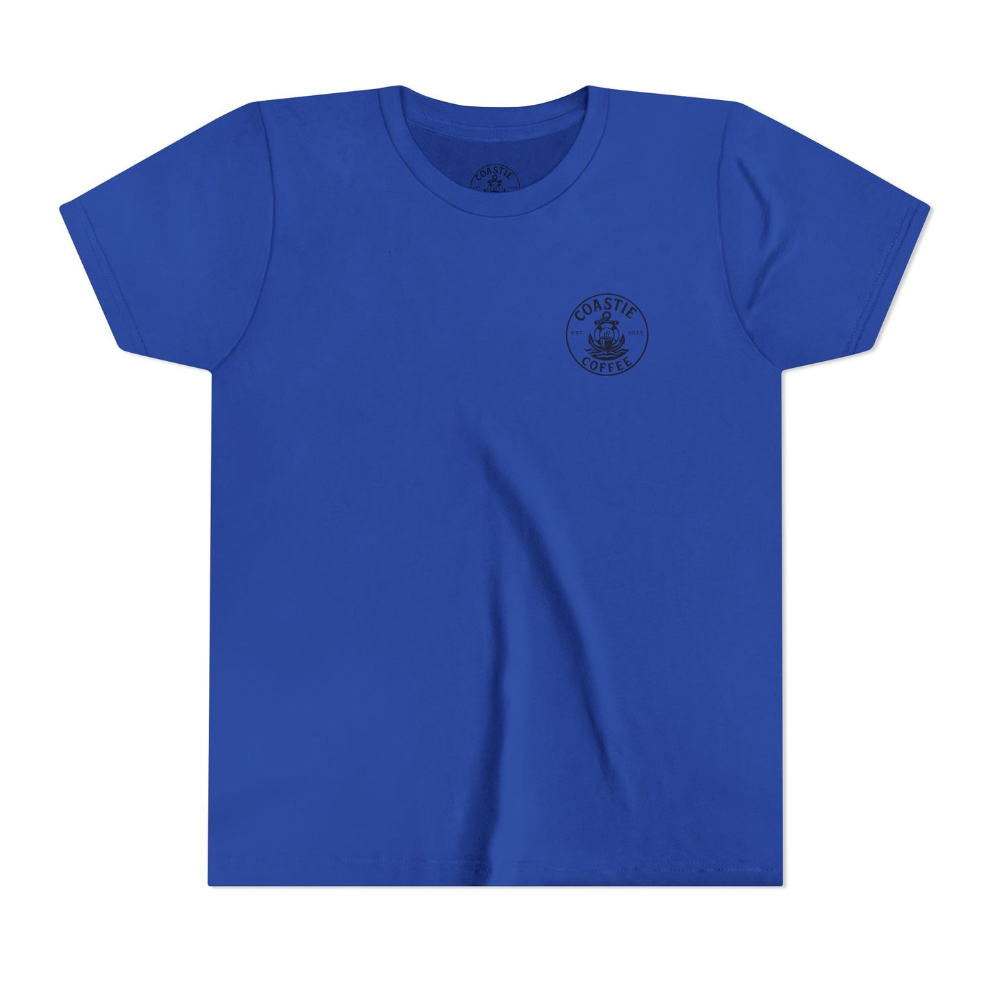 Coastie Coffee Youth Tee. "Brewed for the Mission, Ready for the Storm"